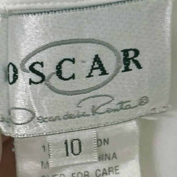 Oscar By Oscar De La Renta White Cotton Pink Trim Long Sleeve Button Down Top 10 - Picture 12 of 13